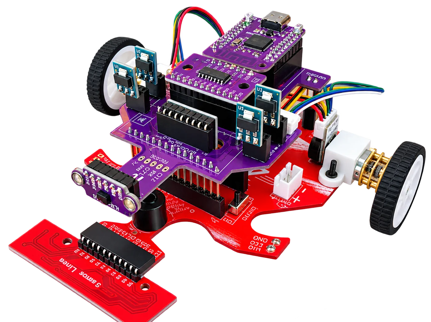 Open Lambda Core, edición C roja: la placa base con el Escudo morado encima