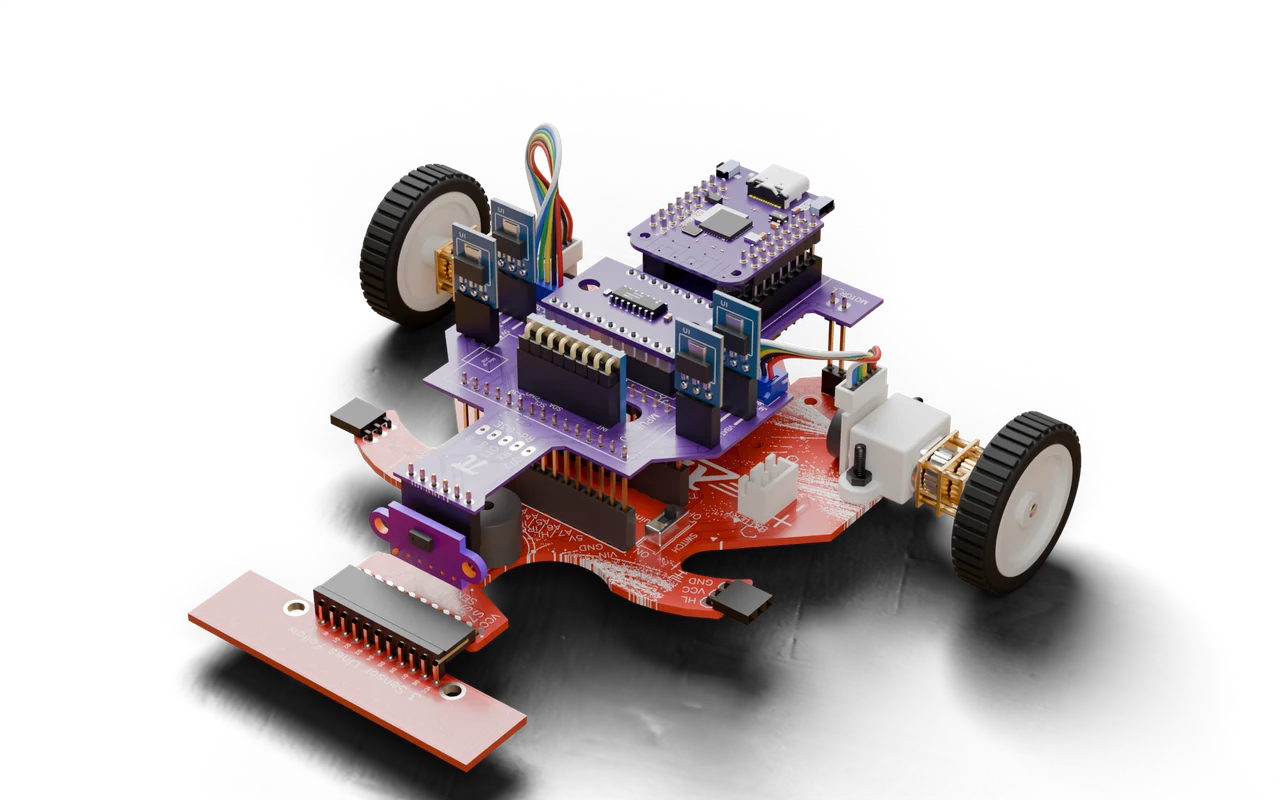 Open Lambda Core armado: placa base roja, Escudo Core morado y módulos enchufados